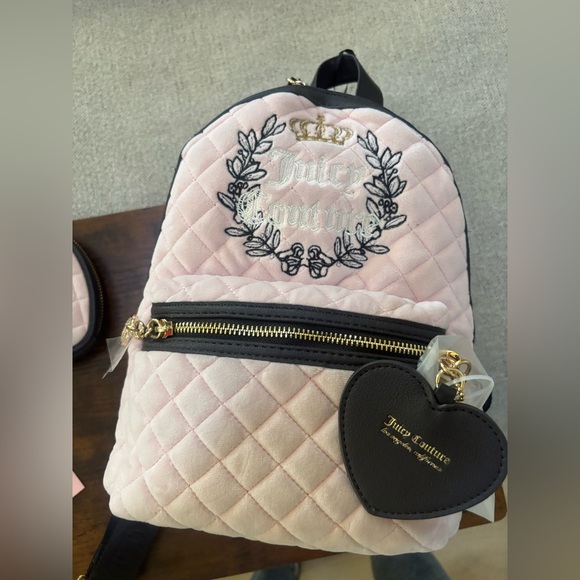 Juicy Couture Handbags - Juicy Couture Pink velour Royal moment Backpack NWT